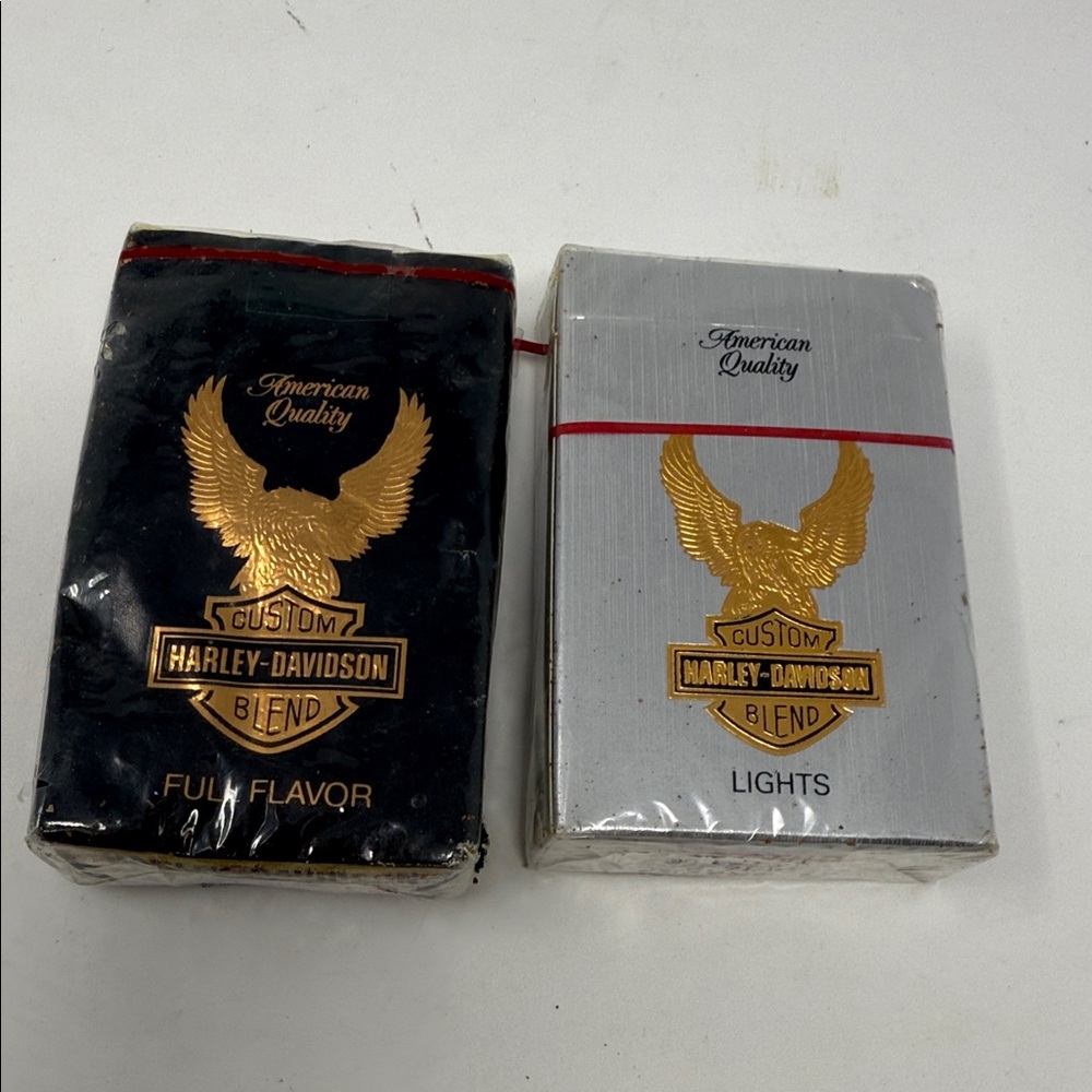 VINTAGE HARLEY-DAVIDSON Cigarettes 90s Full Flavor & Lights Hard Pack damage